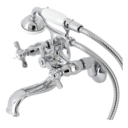 Kingston Brass KS245C Tub Wall Mount Clawfoot Tub Faucet with Hand Shower, Polished Chrome KS245C